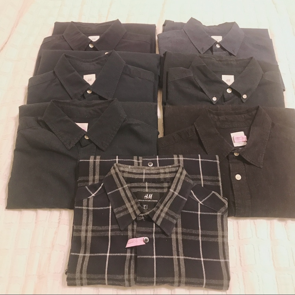 Lot of 7 H&M Mens Regular and Coupe Fit Shirts